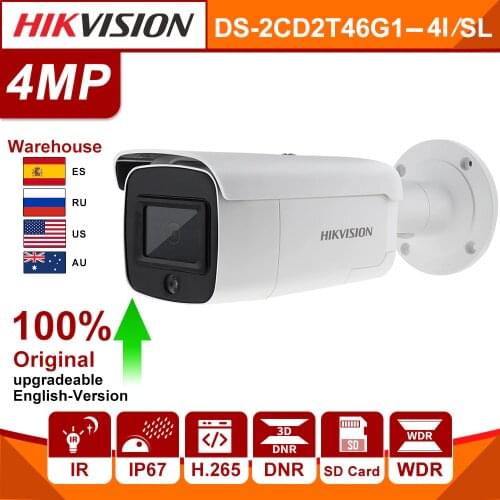 Origina Hikvision IP Camera surveillance DS-2CD2T46G1-4I/SL outdoor 4MP Network Bullet POE security camera system H.265 CCTV SD