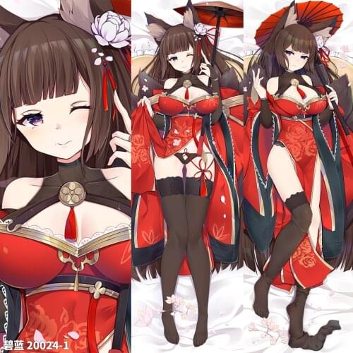Anime Azur Lane IJN Amagi Kimono Kemonomimi Dakimakura 2WAY Hugging Body Pillow Case Cosplay Game Otaku Pillow Cushion Cover