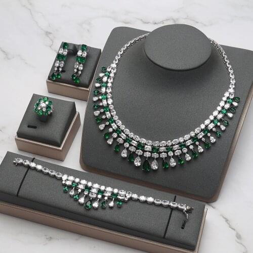 TIRIM Dubai Necklace Set for Women CZ Crystal Sets Water Drop Cubic Zircon Wedding Jewelry Sets Brides Accessories Jewelry sets