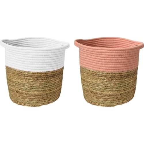 Cotton Rope Plant Basket Modern Indoor Planter Woven Storage Organizer Flower Pot Container with Handles Home Decoration