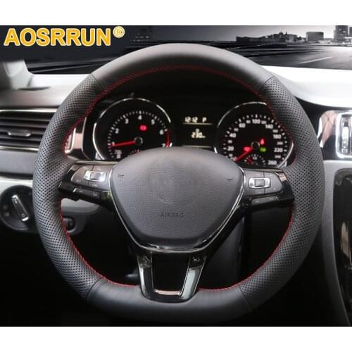For Volkswagen T-Cross VW T-ROC 2018 2019 Car accessories Leather Hand-stitched Car Steering Wheel Covers