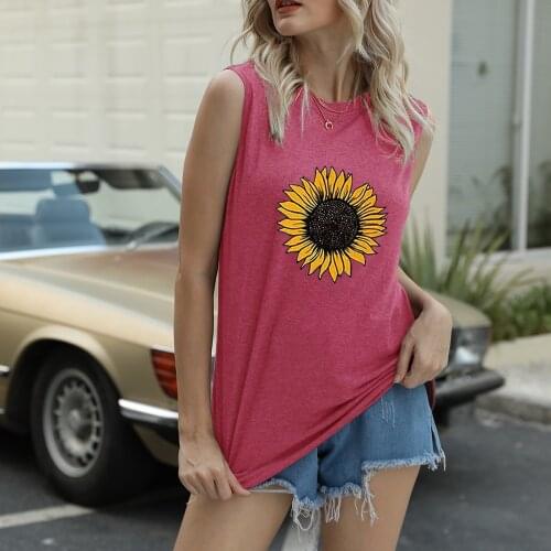 Summer T-shirt Women Fashion O-Neck Sleeveless Printing T Shirts Casual Tee Tops Female Loose Style Tank Tops Size S-3XL