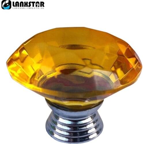 Furniture Hardware Accessories Color Diamond Crystal Handle Single Hole 40mm Drawer Knobs