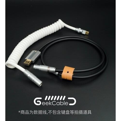 Geekcable Handmade Customized Mechanical Keyboad Data Cable Rear Aviation Plug Series Spiral Rubber Keyboard Cable
