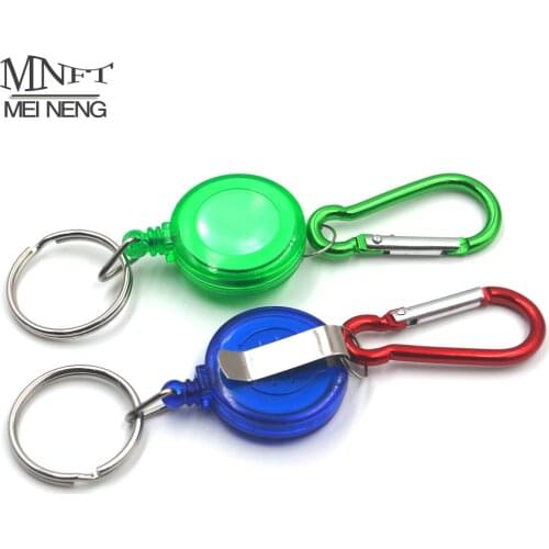MNFT 2Pcs Fly Fishing Tool Zinger Retractor Stopper Holder Pin on Retractable Reel Badge Holder Key Chain Nylon Cord