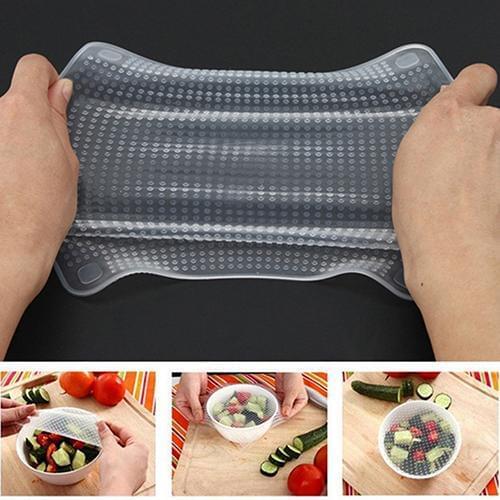 Fashion Home Kitchen Tools Clear Square Reusable Silicone Food Wrapper Seal Cover Film Ziplock Freezer bags