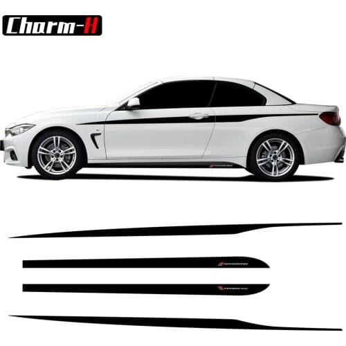 4pcs/Set for M Performance Side Skirt Stripes Sticker for BMW 4 Series F32 Coupe Side Stripe Graphics Accessories