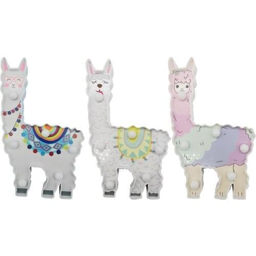 Battery Operated Alpaca Shaped 6 LED Bedside Modeling Hanging Wall Lamp Children Kids Nursery Bedroom Decorative Night Light
