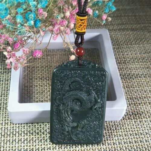 Natural He tian Jade Hand Carved Dragon Jade Pendant Jewelry Lucky Exorcise Evil Spirits Auspicious Amulet t Fine Jewelry