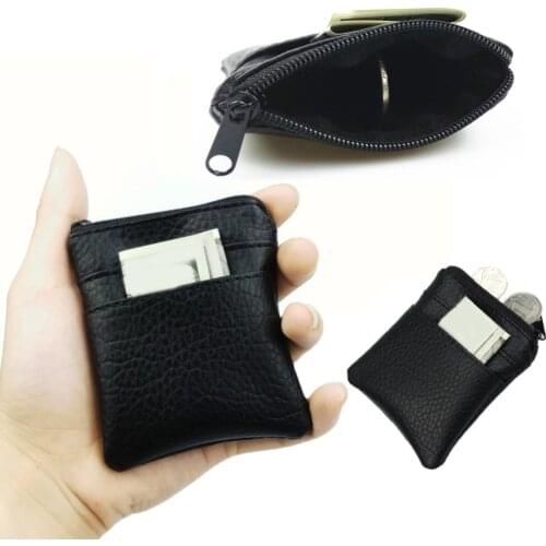 2020 New Pu Leather Black Coin Purse Women Men Small Short Wallet Bags Change Purse Little Card Holder Black Coin purses