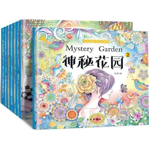 New 8 Volumes /Set Mysterious Garden Adult Decompression Children Coloring Drawing Art Books Graffiti For Kids Comic Magic Book