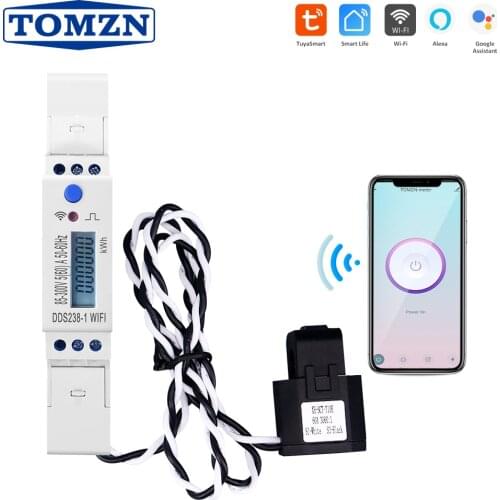 18mm Tuya Single Phase 60A Din Rail WIFI Smart Energy Meter timer Power Consumption Monitor kWh Meter Wattmeter 110V 220V