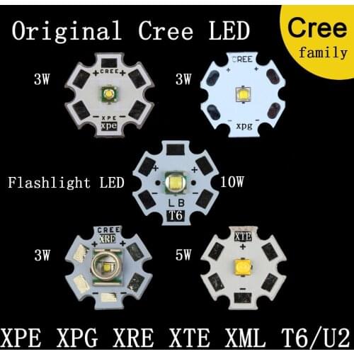 Original CREE XPE 2 XRE Q5 XTE XPG 2 T6 L2 XHP50 XHP70 Warm Cool White Red Blue Green With AL Base for LED Flashlight light Bulb