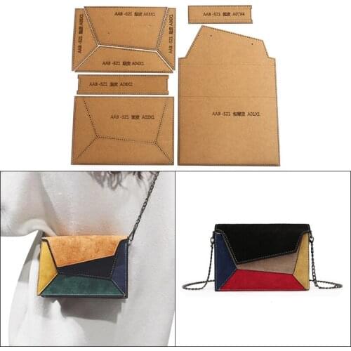 DIY Leather Patchwork Messenger Bag Kraft Paper Template Crossbody Bag Craft Paper Pattern Leather Stencils Sewing Template