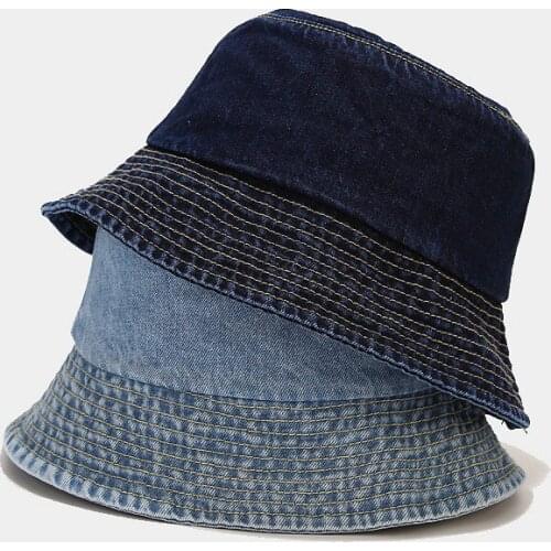 Bucket Hat Women Washed Jeans Fabric Spring Summer Sun Beach Men Blue Outdoor Durable Accessory Teenagers Cap