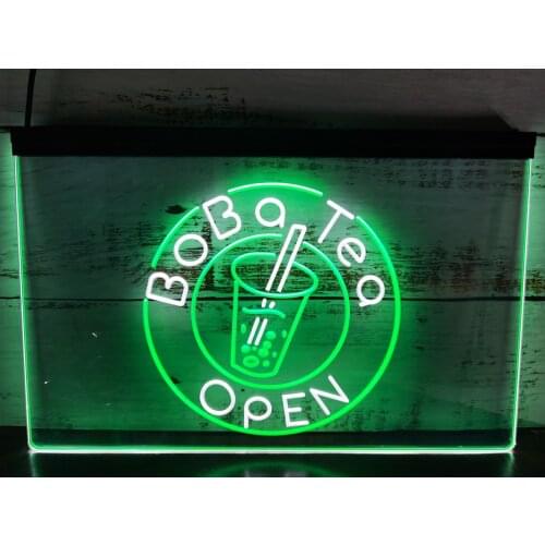 SS206 Boba Tea Open Dual Color LED Neon Sign