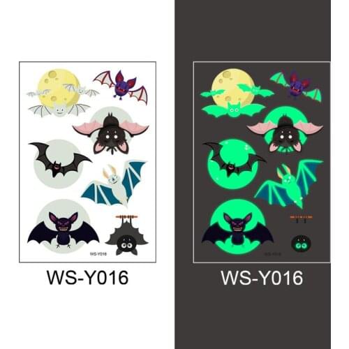 Halloween Tattoo Stickers Luminous Child Kid Temporary Tattoos Glow Paste for Children Body Art bat Sticker Glowing in Dark