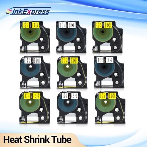 For DYMO Rhino 6/9/12/19/24mm Heat Shrink Tube Tape 18053 18054 18051 18052 18055 18056 TapeFor DYMO Rhino 4200 5200 Label Maker