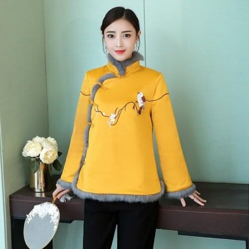 Chinese New Year Cheongsam Top 2020 New Original Coat Retro Hand Buttons Tang Suit Elegant Chinese Style Clothing Women 11646