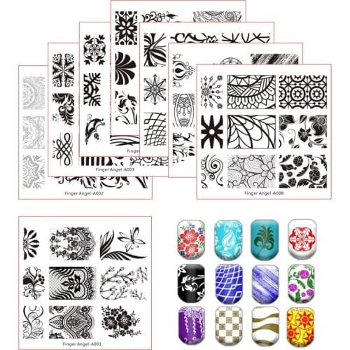 1PCS 6*6cm Stamping Template Stamp Image Plate Design Nail Templates Geometric Floral Patterns Plates