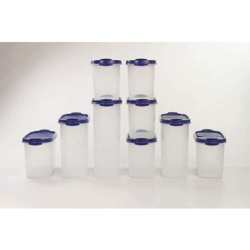 Tupperware Oval Series Dry Food Storage Container 2,3L + 1,7L(2)+ 1,1L(6) Blue Modular