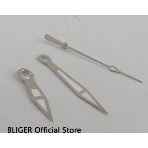 Vintage BLIGER Silver color edge white color luminous watch hands fit for miyota 8215 8205 821A Automatic Movement HS53