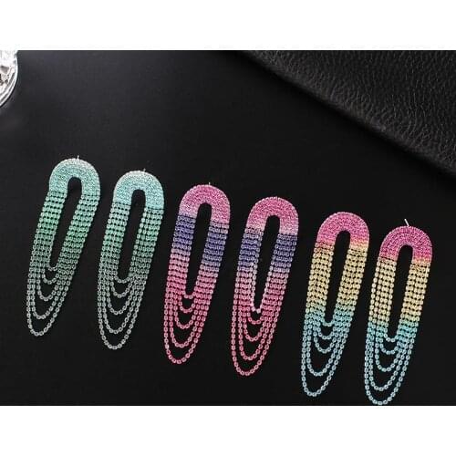 YFJEWE Multicolor Rhinestone Long Tassel Wedding Earrings for Women Brincos Jewelry E703