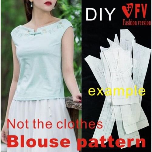 Womens T-shirt Chinese Style Improved Knit Small Shirt Garment Pattern 1:1 Sewing Design Drawing BXS-34