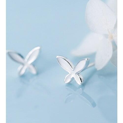 MloveAcc Simple Butterfly Stud Earrings 925 Sterling Silver Earrings for Women Korean Earrings Fashion Jewelry 2019