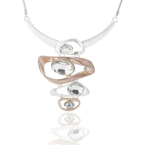 ELOYHI Women Necklace Big Geometric Glass Top Quality Double Collar Leather Choker For Lady Punk Trendy Neckalce&Pendants Gift