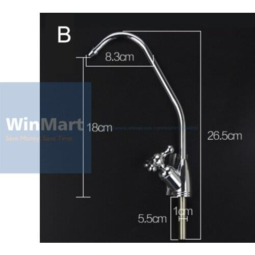 1/4 Inch Stainless Steel Faucet Water Filter Parts Connector Water Purifier Tap Reverse Osmosis Drinking Single Hand For Kitchen