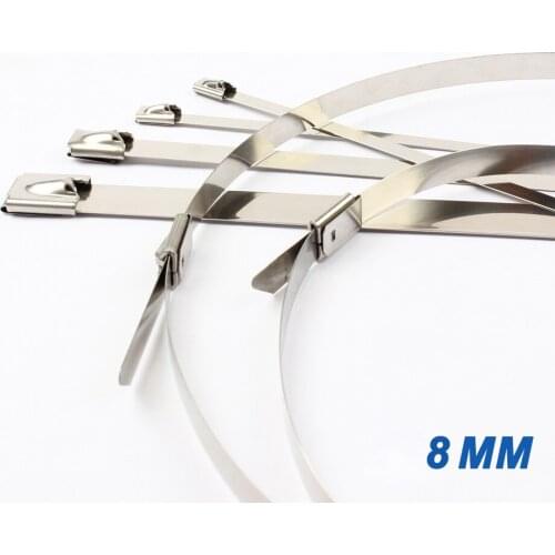 10PCS 8mm width Self-Locking Stainless Steel wires metal cable ties self-Lock tie wrap zip ties