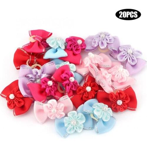 20pcs Shinning Pet Puppy Hair Bows Hair Rope Cat Dog Hair Band Headwear Grooming Accessories Cute Pet Headwear Grooming