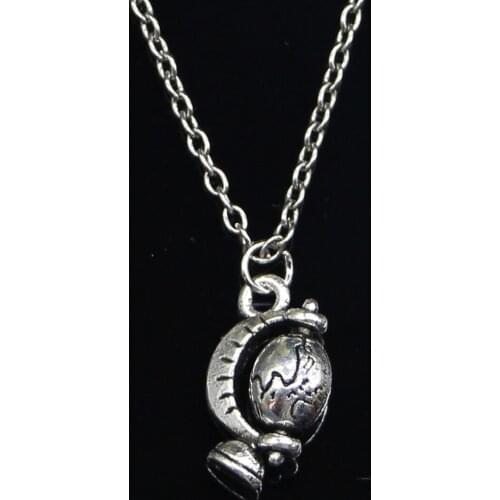 20pcs New Fashion Necklace 17x12mm tellurian globe Pendants Short Long Women Men Colar Gift Jewelry Choker