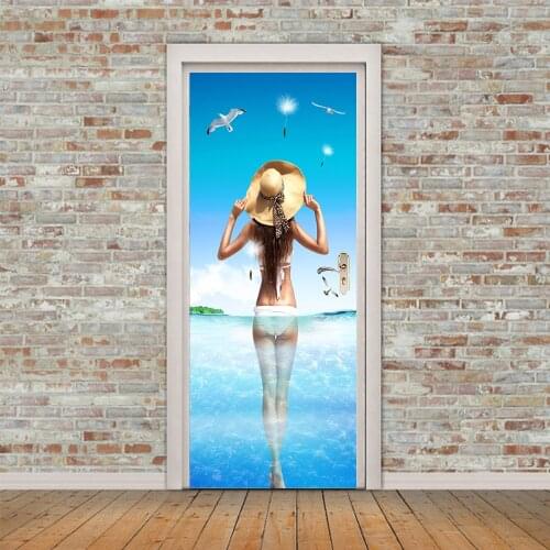 3D Self Adhesive Door Stickers PVC Stickers Sexy Beauty Back Wall Stickers Bedroom Living Room Decoration Waterproof Stickers