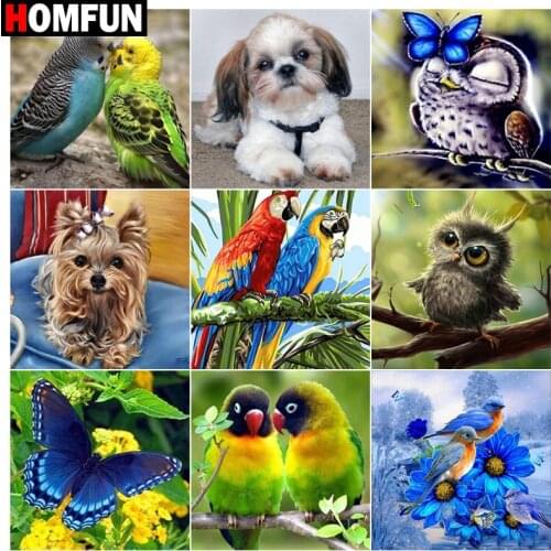 HOMFUN Full Square/Round Drill 5D DIY Diamond Painting "Dog bird animal" 3D Embroidery Cross Stitch 5D Home Decor Gift