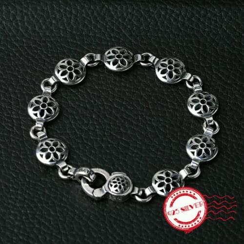 S925 sterling silver mens bracelet personality fashion jewelry handmade retro cherry styling 2018 new gift to send lover