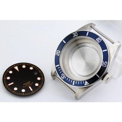 Corgeut 41mm Sapphire Glass watch case + dial Blue Bezel insert for ETA 2836, Mingzhu 2813; Miyota 8205/8215 movement ,P364