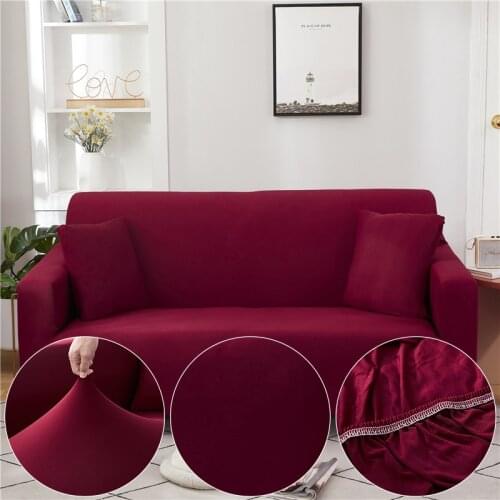 Dark Green Solid Color Sofa Cover For Living Room Funda Sofa All-inclusive Polyester Modern Elastic Corner Couch Slipcover 45009