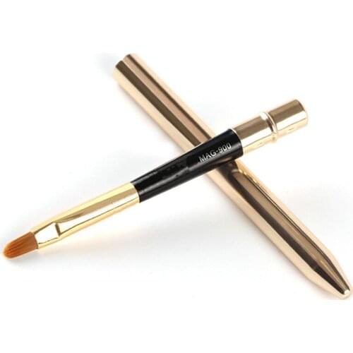 Gold Silver Metal Handle Lip Gloss Makeup Brush Portable Retractable Adjustable Lipstick Brush With Protect Cap Cosmetic Tool