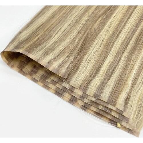 Kayla Long PU Weft Halo Hair Human Hair Extensions Viking Blonde Invisible Fish Line 100% Human Hair Wire in Halo Hair