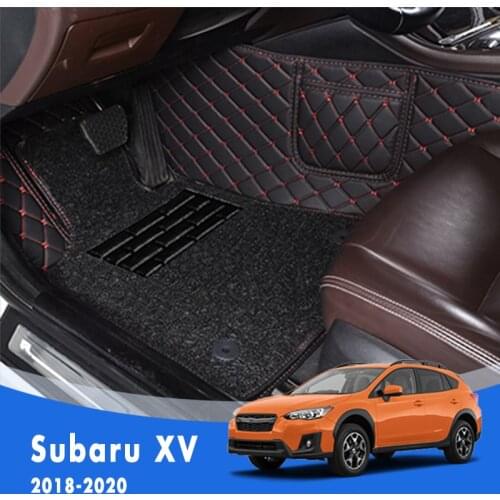 For Subaru XV 2020 2019 2018 Luxury Double Layer Wire Loop Car Floor Mats Carpets Auto Interior Floorliners Pads Custom Rugs