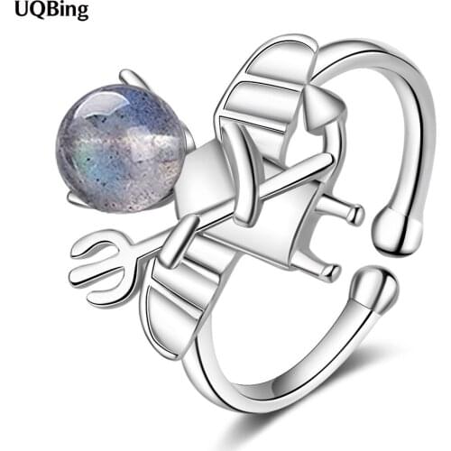 Elegant Luxury 925 Sterling Silver Little Evil Moon Stone Rings For Women Engagement Jewelry
