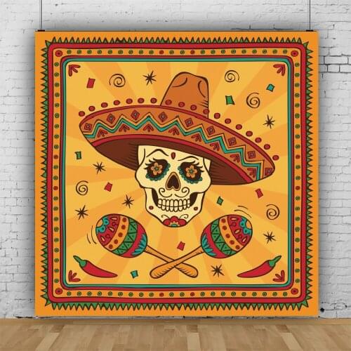 Dia DE Los Muertos Backdrop Mexican Sugar Skull Photography Background Dress-up Day of the Dead Carnival Party Decoration Banner