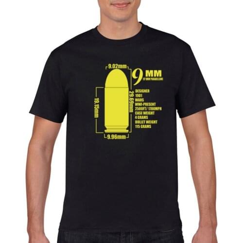 2021Novelty and fun luger9mm T-shirt printed mens T-shirt awesome cotton round neck short sleeve Harajuku summer T-shirt