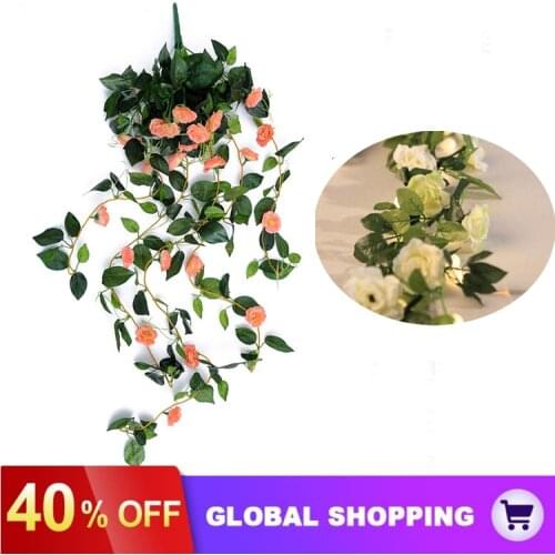100cm Artificial Rose Vines Flowers Garland Hanging Silk Rose Vine Wedding Home Office Arch Arrangement Decoration