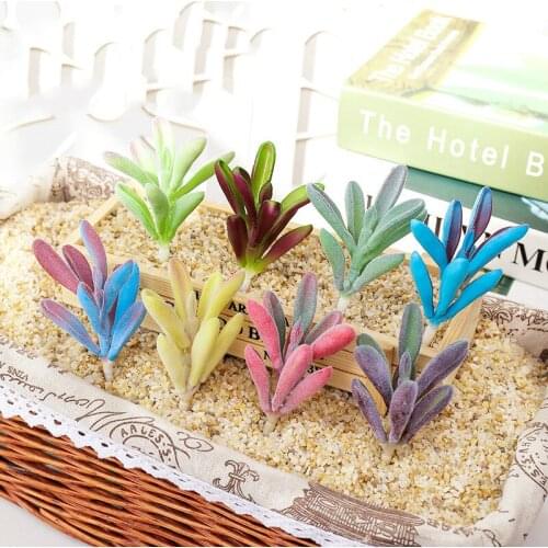 1pcs Blue Green Red Purple Artificial Plants Simulation Succulents Mini Bonsai Potted Placed Green Fake Plants Table Decoration
