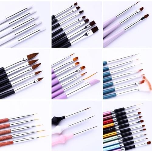 7/15pcs UV Gel Acrylic Nail Brush Set Nail Brush For Liner Drawing Painting Pen Point Designs Nail Art Tool
