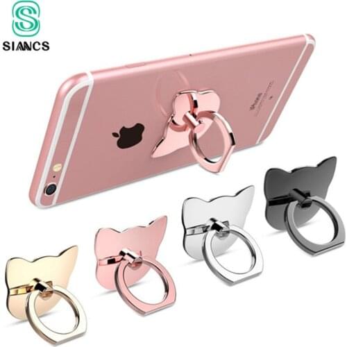 SIANCS 360 Degree Cat Ear Finger Ring Mobile Phone Holder Smartphone Stand Mount Support for IPhone IPad Xiaomi Smart Phone