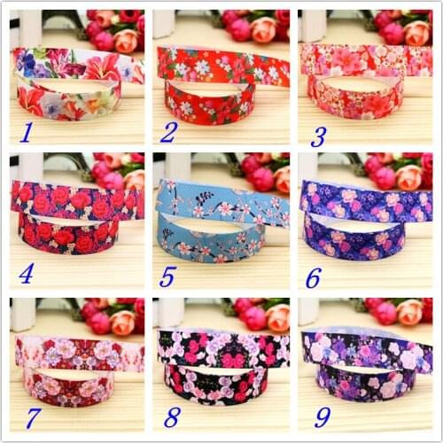 7/8'' Free shipping flowers printed grosgrain ribbon hairbow headwear party decoration diy wholesale OEM 22mm S265